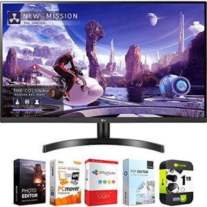 lg 27qn600-b 27 inch qhd 2560x1440 ips monitor with amd freesync, hdr10 bundle with 1 yr cps enhanced protection pack and elite suite 18 standard editing software bundle