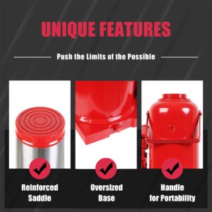 BIG RED 30 Ton (60,000 LBs) Capacity Low Profile Hydraulic Welded Ultra Duty Bottle Jack, TAM93007