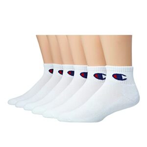 champion womens 6-pack logo ankle socks, white, 5 9 us