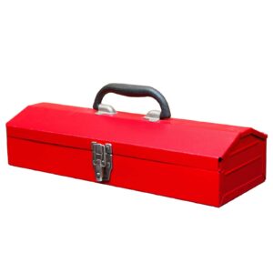 big red atb213 torin 16" hip roof style portable steel tool box with metal latch closure, red