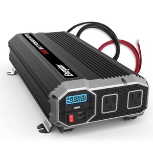 energizer 2000 watts power inverter modified sine wave car inverter, 12v to 110v, two ac outlets, two usb ports (2.4 amp), dc to ac converter, battery cables included – etl approved under ul std 458