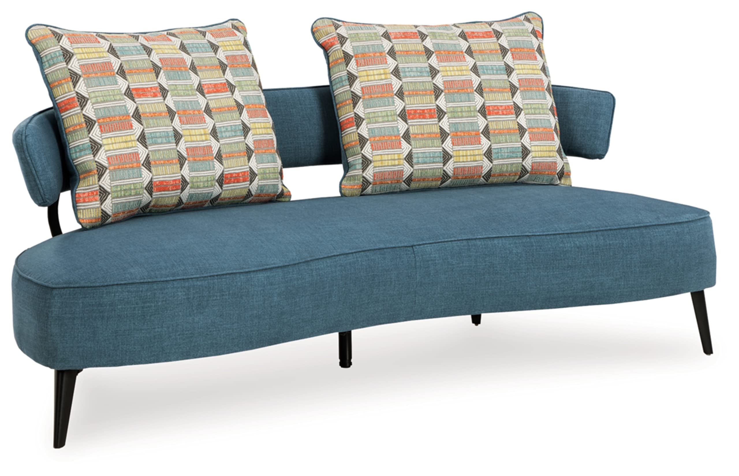 Signature Design by Ashley Hollyann Mid-Century Modern Sofa with 2 Back Pillows, Blue