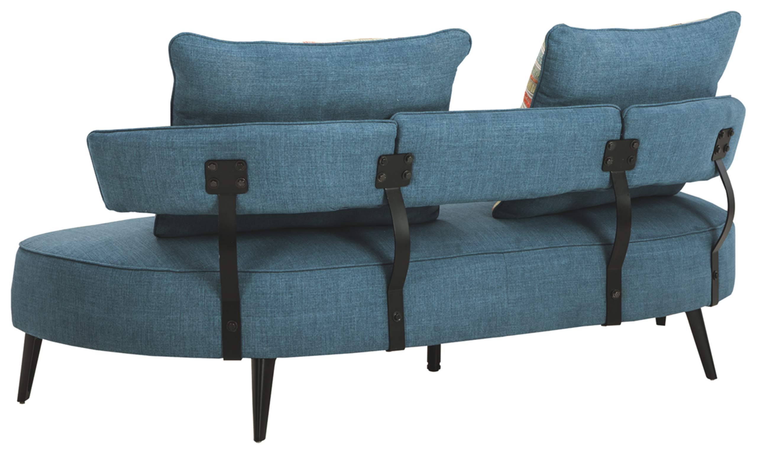 Signature Design by Ashley Hollyann Mid-Century Modern Sofa with 2 Back Pillows, Blue