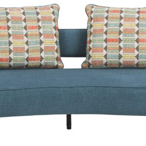 Signature Design by Ashley Hollyann Mid-Century Modern Sofa with 2 Back Pillows, Blue