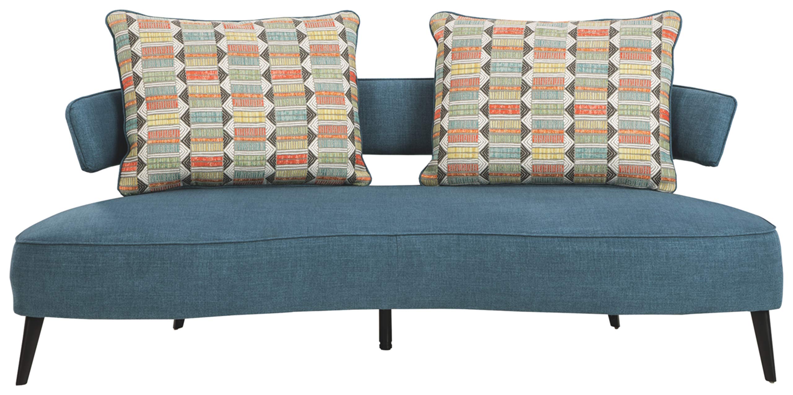 Signature Design by Ashley Hollyann Mid-Century Modern Sofa with 2 Back Pillows, Blue