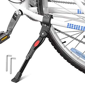 goodty adjustable bike kickstand aluminum alloy bicycle side kickstands bike stand for 24-29 inch mountain bike/adult bike/sports bike (black)