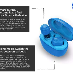 PHILIPS T3215 Wireless in-Ear Earbuds, TWS Bluetooth 5.1 Stereo Headphones, IPX4, Up to 24 (6+18) hrs of Playtime with USB-C Charging case - Blue (TAT3215BL)