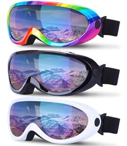 camlinbo 3 pack ski goggles anti fog snowboard snow goggles for kids women men winter sports skiing, skating, motorcycling