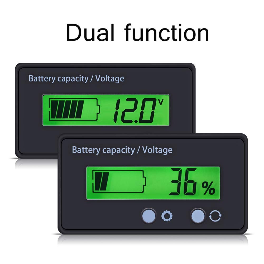 Battery acity Voltage Meter, DC 6-70V Battery acity Tester, Digital Battery Remaining acity Percentage Level Monitor Tester for Car Vehicle