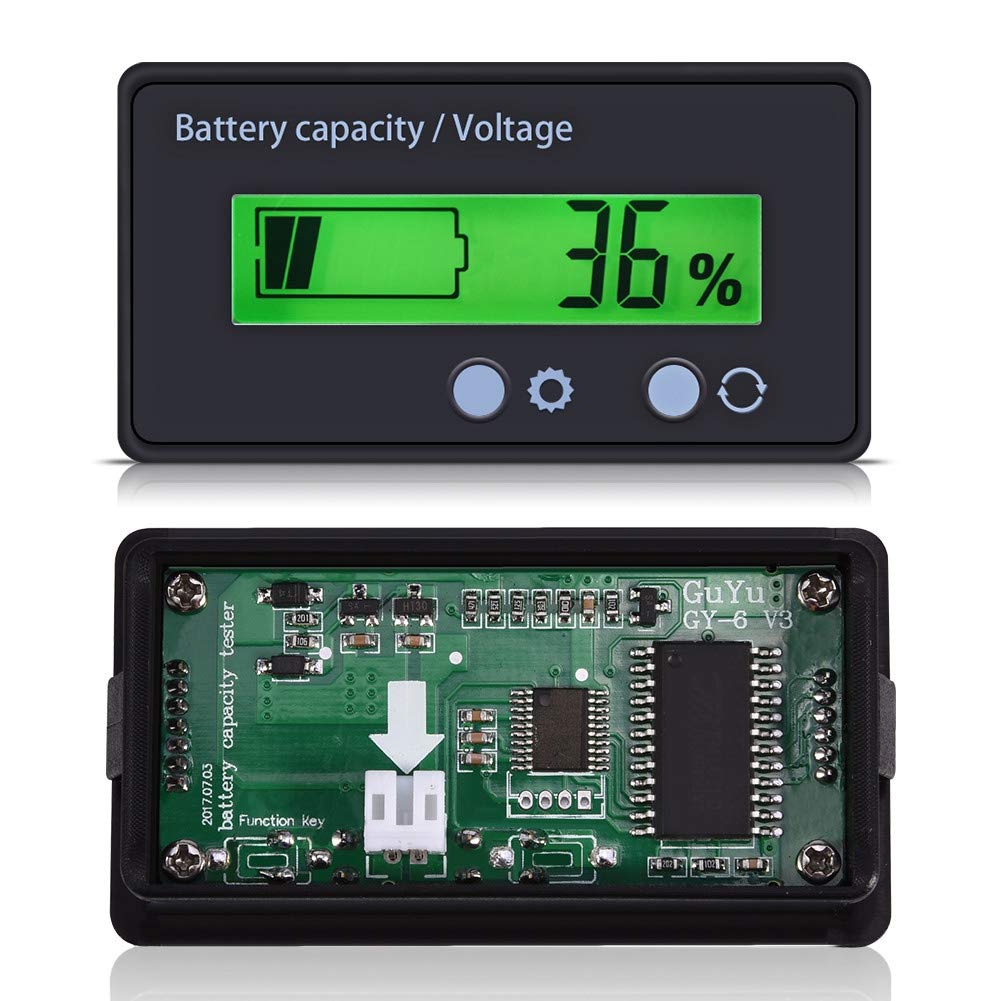 Battery acity Voltage Meter, DC 6-70V Battery acity Tester, Digital Battery Remaining acity Percentage Level Monitor Tester for Car Vehicle