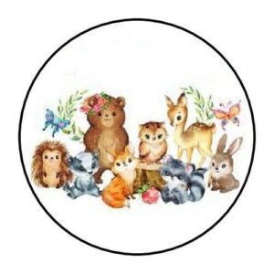 without brand set of 48 envelope seals labels woodland animals 1.2" round