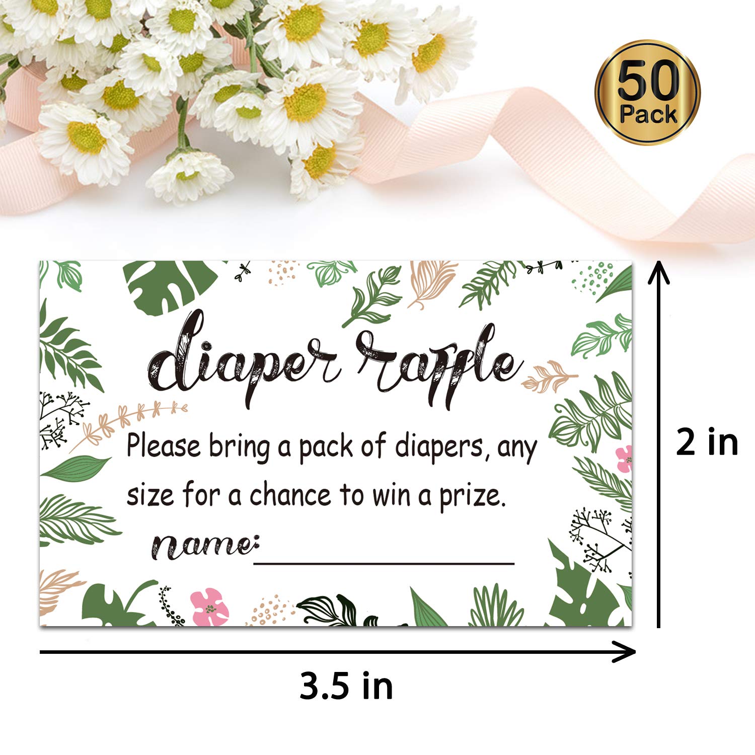 50 Greenery Diaper Raffle Tickets for Baby Shower-Baby Shower Invitations Inserts Request Cards Games Decorations Supplies for Baby Gender Tickets.