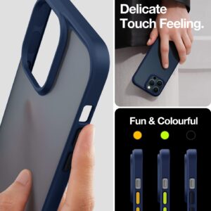 TORRAS Shockproof Compatible for iPhone 12 Case for iPhone 12 Pro Case, [Military Grade Drop Tested] Translucent Matte Hard PC Back with Soft Silicone Edge Slim Protective Guardian, Blue