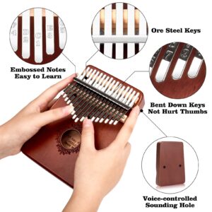 Kalimba Thumb Piano 17 Keys, Portable Mbira Finger Piano, Easy to Learn Musical Instrument Gift for Kids and Adult Beginners, Brown1