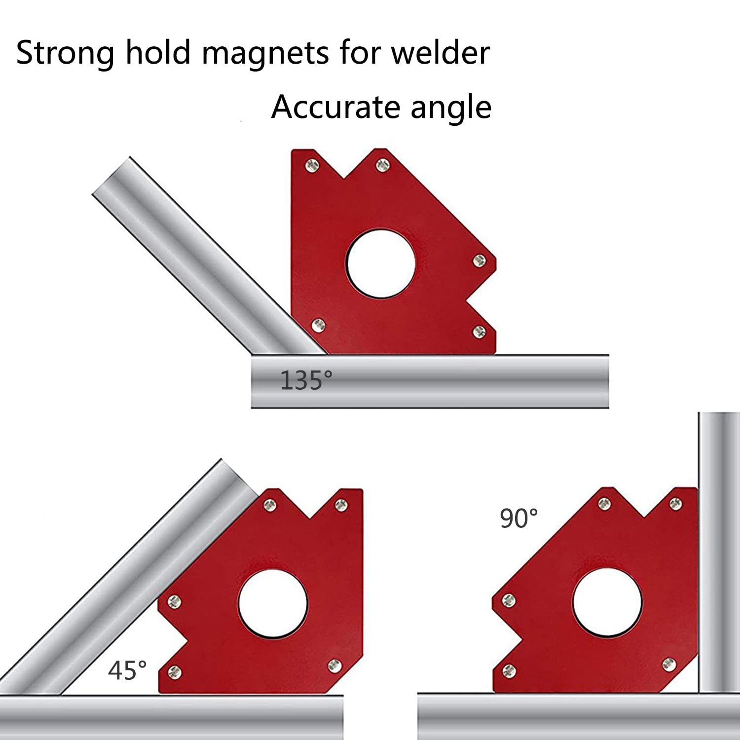 6PC Arrow Welding Magnet, 50LB Strength Magnetic Welding Holder, Welding Magnet Clamps set, 45 90 135 Degree Angle Magnetic Square Tools for Soldering Welding Assembly Pipes Installation