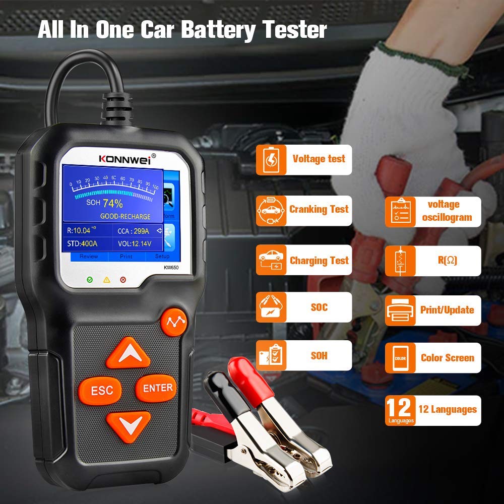 KW850 OBD2 Scanner + KW650 Car Battery Tester