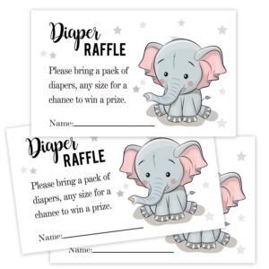 50 elephant diaper raffle tickets for baby shower-baby shower invitations inserts request cards games decorations supplies for baby gender tickets.