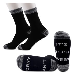 jxgzso 2 pairs theatre socks tech week socks tech week gifts funny socks sorry i can’t it’s tech week socks (tech week)