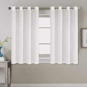 h.versailtex elegant natural linen blended energy efficient light filtering linen textured curtains/nickel grommet window treatments panels/drapes (set of 2, white, 52" x 45")