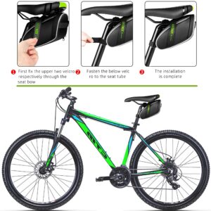 Golener Bike Saddle Bags,Bicycle Seat Pack Bag,Water Resistant Bike Bag,Under Seat Pouch,Cycling Packs for Road and other bikes,Bicycles Storage,Bikes seat accessories for Adults,Kids,Black