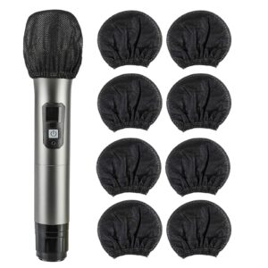 200 pcs disposable microphone cover non-woven handheld microphone windscreen protective cap for recording room, ktv and any shared environment (black)