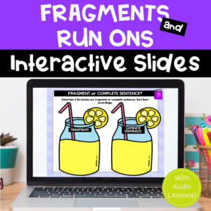 fragments & run ons activities for distance learning - ready for google slides