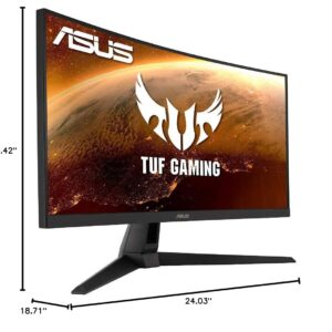 ASUS TUF Gaming VG27VH1BR 27” Curved Monitor, 1080P Full HD, 165Hz (Supports 144Hz), Extreme Low Motion Blur, Adaptive-sync, FreeSync Premium, 1ms, Eye Care, HDMI D-Sub