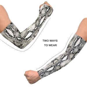 ZZXXB Snake Print Cooling Arm Sleeves UV Sun Protection Arm Cover for Men Women Cycling Outdoor Sports with Thumb Hole