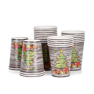 gatherfun disposable christmas cups, christmas tree wooden design paper cups for merry christmas party decorations, 9oz 20 pack