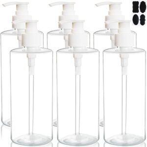youngever 6 pack clear plastic pump bottles 16 ounce, empty pump bottles for shampoo, pump bottles bottles for cleaning solutions