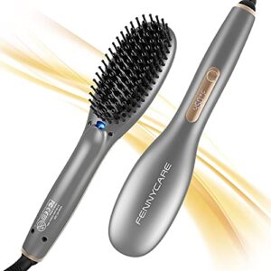 fennycare ionic hair straightener brush, enhanced ionic straightening brush with 8 heat levels for silky hair, fast heating portable straightener brush, anti-scald & auto-off &safe and easy to use