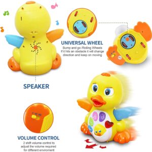 MOONTOY Crawling Duck Baby Toys Infant Tummy Time Toy 3 4 5 6 7 8 9 10 11 12 Month with Lights & Music Toddler Light Up Walking Dancing Learning Developmental Gift 0-6 6-12 Month 1 2 Year Old Boy Girl