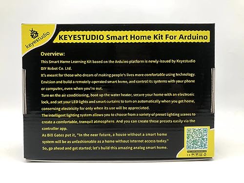 KEYESTUDIO Smart Home Starter Kit for Arduino for Uno R3, Electronics Home Automation Coding Kit, Wooden House DIY Sensor Kit STEM Set for Adults Teens 15+