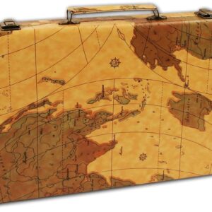 DA VINCI 16 Inch Leatherette Backgammon Set with Beautiful Old World Map Design