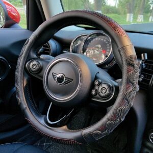 pinctrot steering wheel cover great grip with 3d honeycomb anti-slip design, universal 14.5-15 inch (wine red)