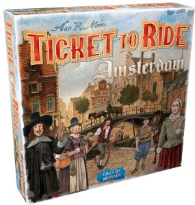 ticket to ride amsterdam board game - train route-building strategy game, fun family game for kids & adults, ages 8+, 2-4 players, 10-15 minute playtime, made by days of wonder
