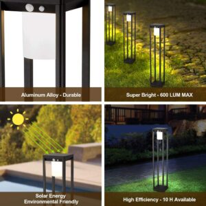 BRIMMEL Outdoor Solar Landscape Floor Lamp with Motion Sensor 60 W Aluminum Waterproof 10H Endurance Cordless Landscaping Garden Light for Lawn Patio Yard Driveway, Solar Energy, Black, 32", SG601064