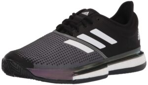 adidas mens solecourt clay primeblue tennis shoe, black/white/grey, 7.5 us