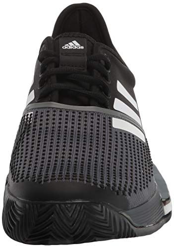 adidas mens Solecourt Clay Primeblue Tennis Shoe, Black/White/Grey, 7.5 US