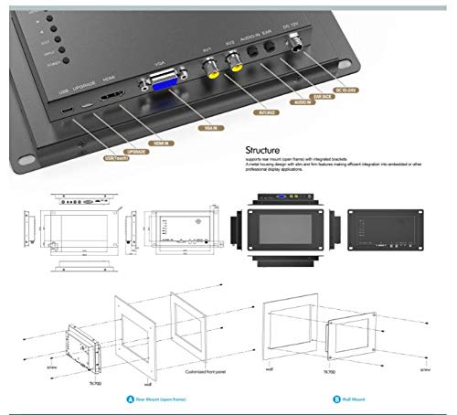 LILLIPUT 7 inch TK700-NP/C/T-B Rugged HDMI Touch Screen Monitor with High Brightness and Open Frame