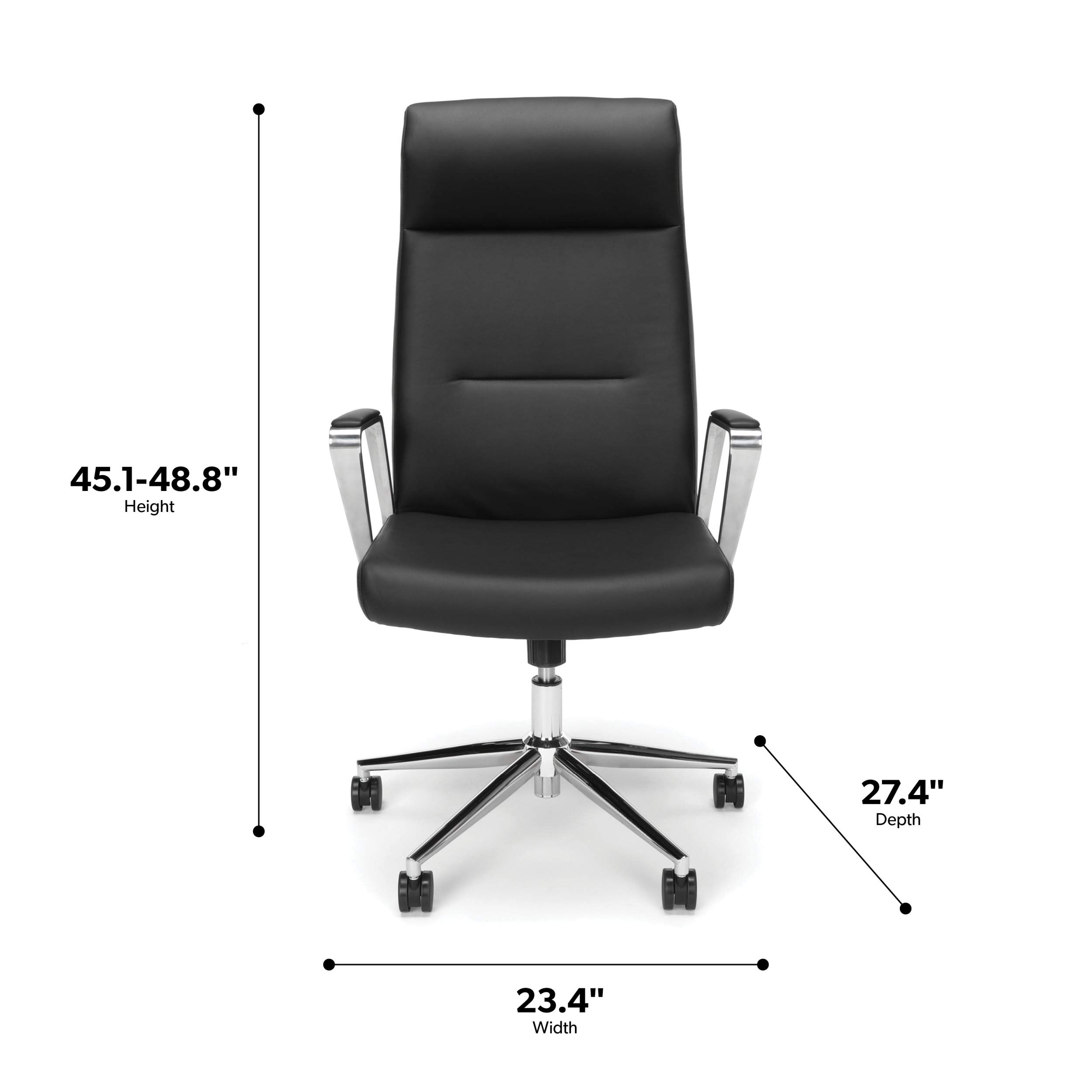 HON Basyx Merger Commercial-Grade Premium Executive Chair, Office, Black Bonded Leather