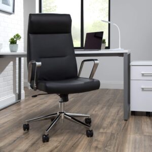 HON Basyx Merger Commercial-Grade Premium Executive Chair, Office, Black Bonded Leather