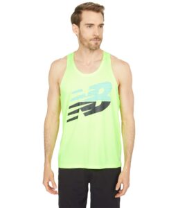 new balance men's accelerate singlet 20, bleached lime glo, xx-large