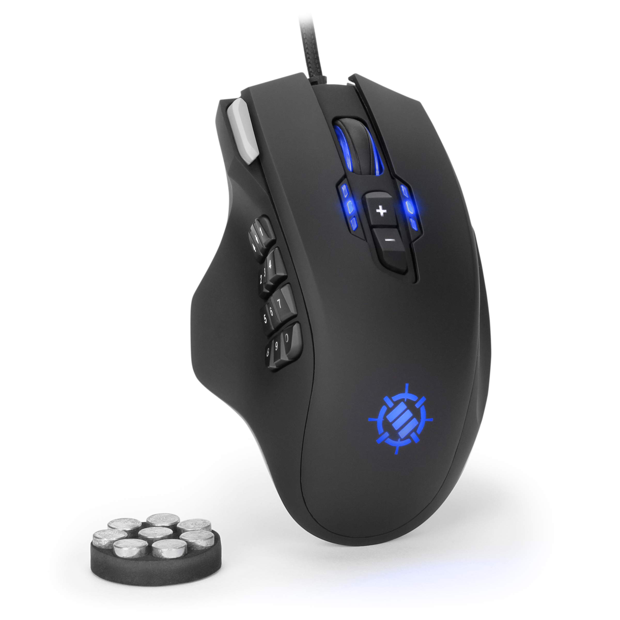 ENHANCE Theorem 2 MMO Mouse with 13 Programmable Side Buttons - RGB Gaming Mouse with 6 Customizable DPI Settings, 5 Gaming Profiles, Quick Fire Button, USB Ergonomic Wired Mouse - Black