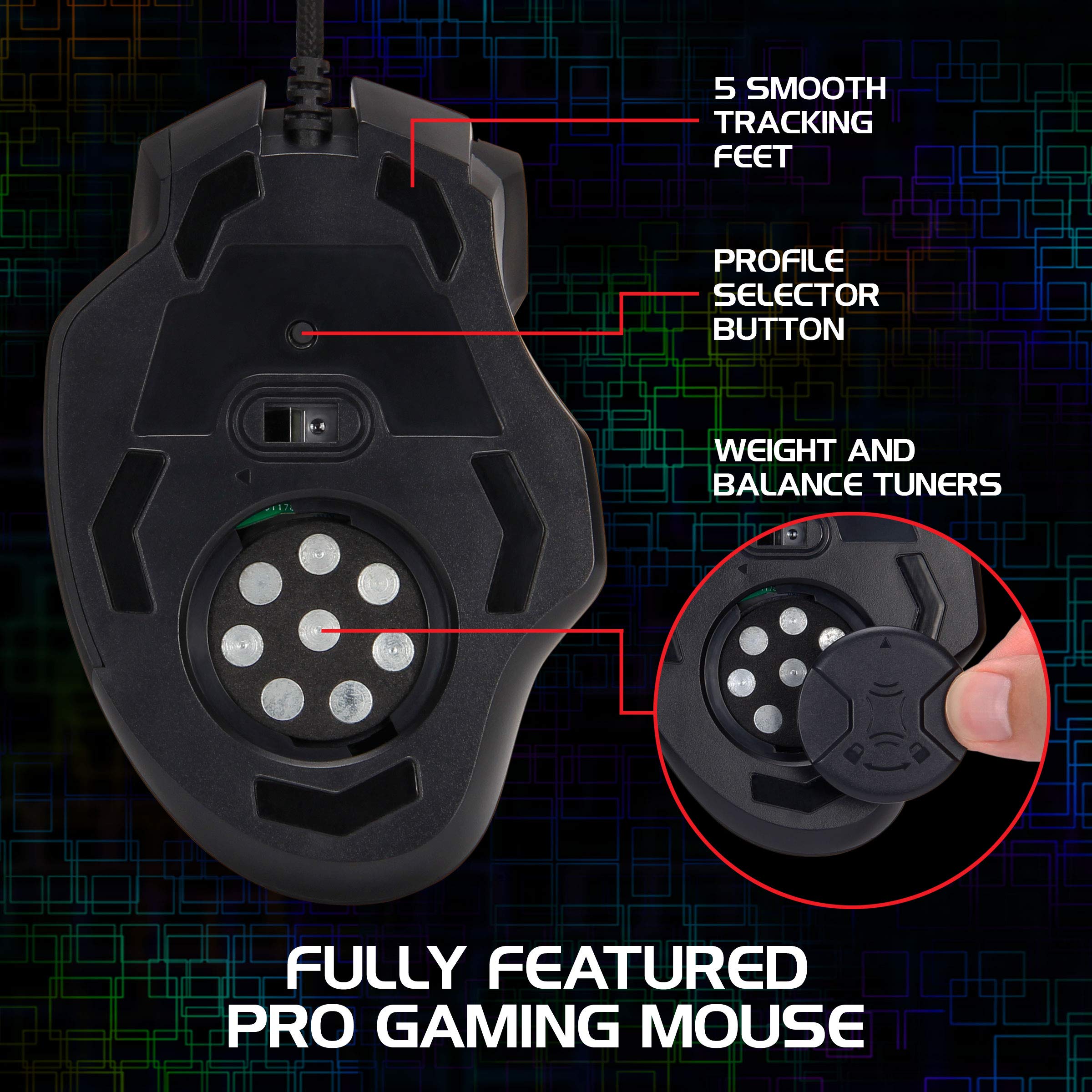 ENHANCE Theorem 2 MMO Mouse with 13 Programmable Side Buttons - RGB Gaming Mouse with 6 Customizable DPI Settings, 5 Gaming Profiles, Quick Fire Button, USB Ergonomic Wired Mouse - Black