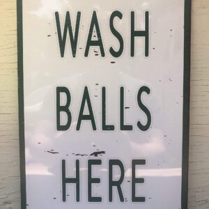 Wash Balls Here 12" x 8" Funny Tin Sign Golf Accessory Clubhouse Decor Man Cave Sports Bar Wall Art