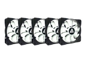 apevia 512s-wb 120mm 4pin molex & 3pin motherboard black/white case fan (5-pk)