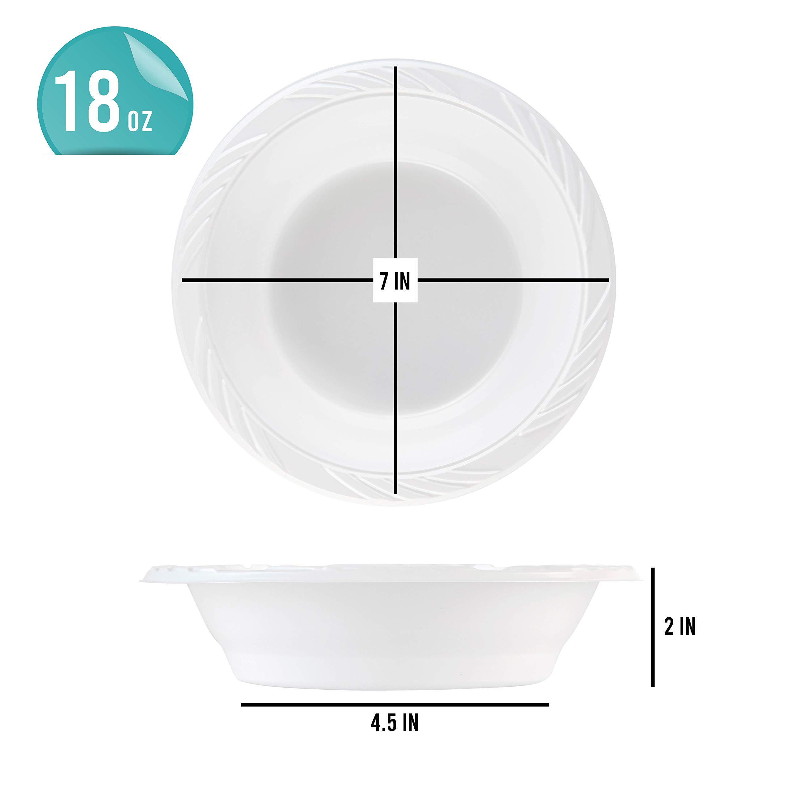 PLASTICPRO 100 Count Disposable 18 ounce White Plastic Soup Bowls