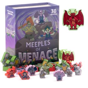 Stratagem Meeples of Might & Menace | 60 Pack of 16mm Minis Wooden Fantasy Meeple Miniatures Tabletop Role Playing RPG | Complete Set