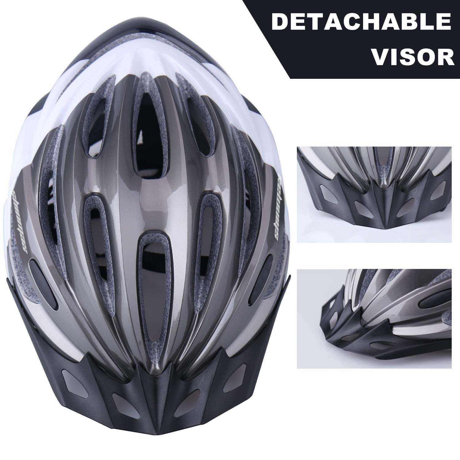 Bike Helmet, Shinmax Bicycle Helmet with USB Charging Light&Detachable Magnetic Goggles&Removable Sun Visor&Portable Bag Adjustable Cycling Helmet